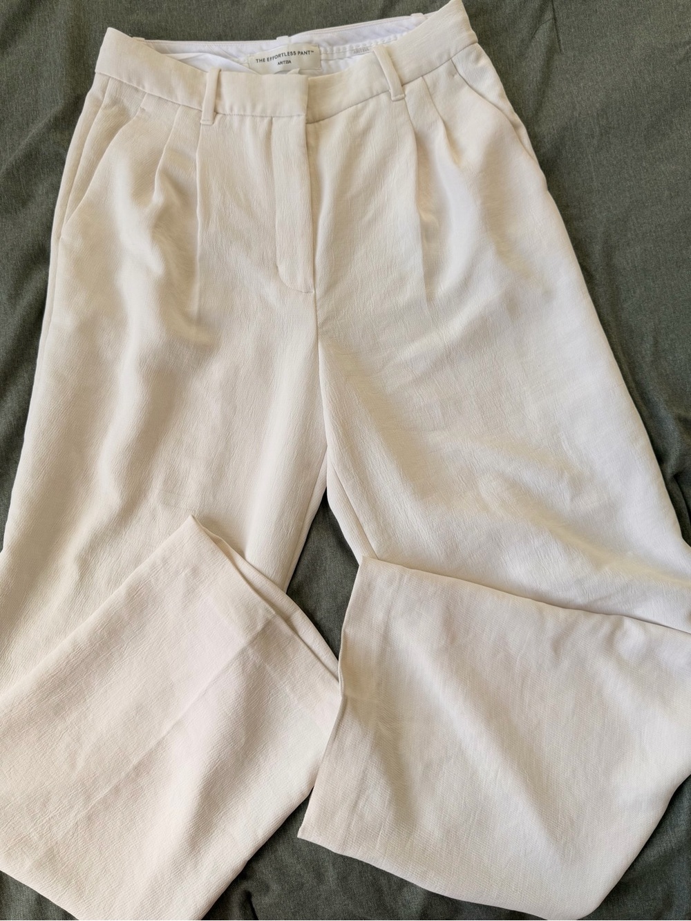 Aritzia Wide Leg High-Rise Pants in Light Cream